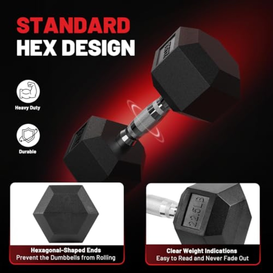 Rubber Encased Hex Dumbbell Se - Hex Dumbbell Set review and price